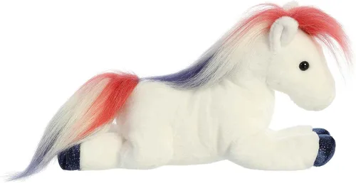 Vista 3 de Aurora® Adorable Flopsie™ Banner - Animal de peluche con diseño de caballo, facilidad para jugar, compañeros intemporales, color blanco, 12 pulgadas