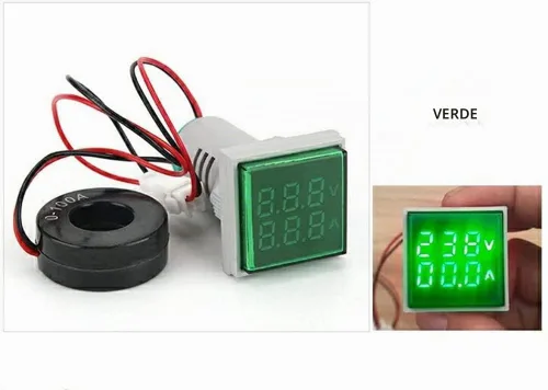Vista 4 de Indicador de corriente y voltaje de CA con pantalla de dos dígitos, monitor de instrumentos de medición multifunción LED de cabeza cuadrada de 0.866