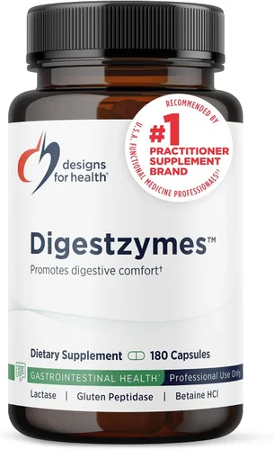 Vista 9 de Designs for Health Digestzymes - Enzimas digestivas + clorhidrato de betaína para alivio de gases y hinchazón - Pepsina, bilis de buey, enzima