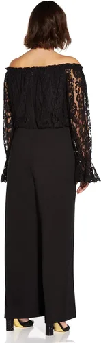 Vista 2 de Adrianna Papell womens Off Shoulder Lace TopCrepe Pant Jumpsuit