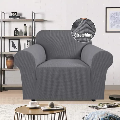 Vista 2 de Funda elástica para sofá de 1 pieza, protector de muebles con parte inferior elástica, fundas de silla jacquard de punto, fundas elásticas para sofá
