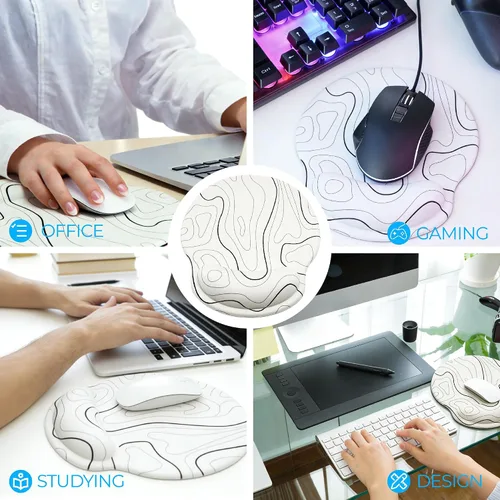 Vista 8 de Alfombrilla de mouse ergonómica con reposamuñecas, accesorios de escritorio de espuma viscoelástica para mujeres, alfombrilla de mouse