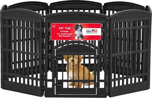 Vista 15 de IRIS USA Corralito para perros de 4 paneles de 24" con puerta, 35 x 35 x 24, corralito para cachorros, corralito para perros de interior, cerca