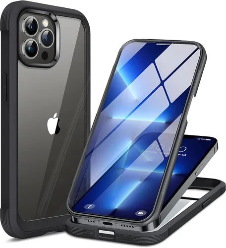 Vista 229 de Miracase - Funda magnética para iPhone 13 Pro Max de 6.7 pulgadas (compatible con MagSafe), transparente, completo, protector de pantalla de vidrio