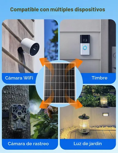 Vista 5 de Panel solar de 15 W 5 V para cámara de seguridad al aire libre con batería LiFePO4 de 20 Ah - Kit de panel solar monocristalino, placa de control