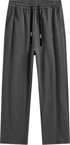 Vista 5 de HHZ Pantalones holgados de algodón para hombre, holgados, para yoga, gimnasio, entrenamiento, con bolsillos, parte inferior abierta, pierna ancha