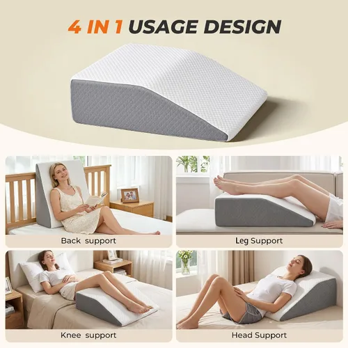 Vista 7 de Almohada de cuña para aliviar el dolor de espalda, almohada de reflujo ácido, almohadas de espuma viscoelástica para dormir, almohada triangular