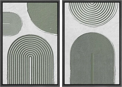 Vista 116 de SIGNWIN Lienzo enmarcado para pared, juego de arte con anillos de árbol de bosque grunge en blanco y negro, ilustraciones de naturaleza silvestre