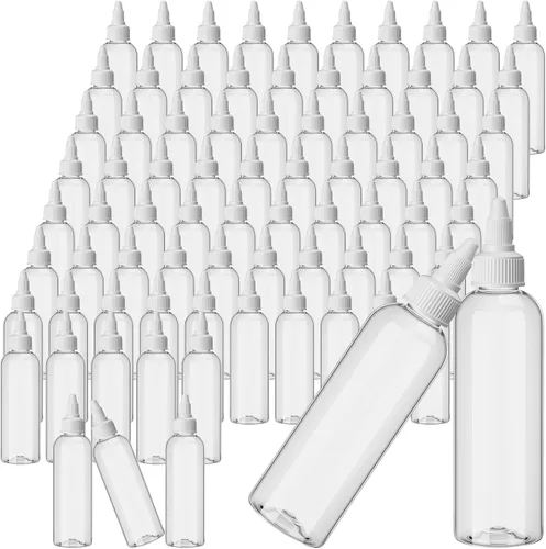 Vista 10 de Irenare 100 botellas de plástico para apretar de 4 onzas, botellas aplicadoras de aceite para el cabello, botellas vacías Boston para condimentos