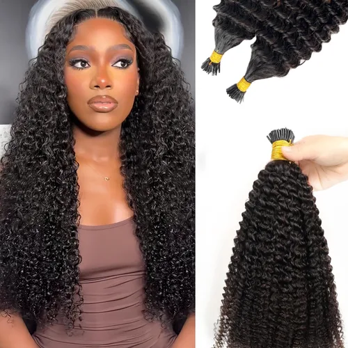 Vista 15 de Extensiones de Cabello Micro Link Negro Extensiones de Cabello Micro Loop Cabello Humano Real Paquetes Sin Trama Fusión Fría 50s 50g #1 Negro M#Jet