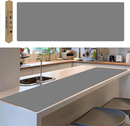 Vista 43 de Tapete de silicona súper grande, 120 x 24 pulgadas, tapete de silicona para encimera de cocina, tapete antideslizante resistente al calor, tapete