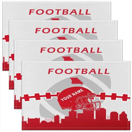 Vista 8 de Erosebridal Juego de 4 manteles individuales personalizados de fútbol de 12 x 18 pulgadas, manteles individuales para adultos, manteles individuales