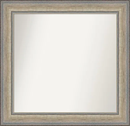 Vista 451 de Amanti Art Espejo de baño plateado para sobre el fregadero, 28 x 37 pulgadas, elegante espejo rectangular de peltre cepillado, marco de madera