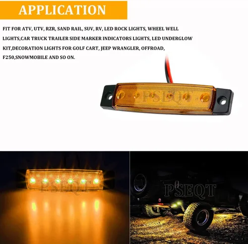 Vista 3 de PSEQT 10 unidades de luces LED de tira de roca para auto, luces de rueda de bajo brillo, kits de iluminación para guardabarros, impermeables