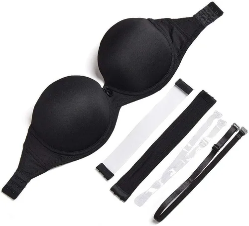 Vista 6 de Sujetador sin tirantes de espalda transparente para vestido de novia sin espalda convertible halter top Bras con correa invisible transparente