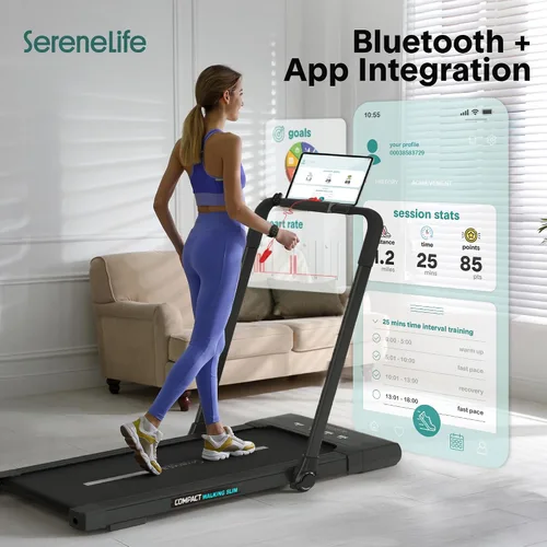 Vista 7 de SereneLife Portable Foldable Treadmill with Remote Control, 8.7 MPH Smart Speed Control, Treadmills for Home, Under Desk Treadmill for Home Office