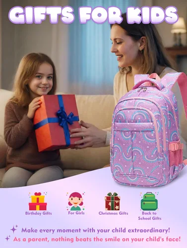 Vista 38 de BLUEFAIRY - Mochilas para niños y niñas, escuela primaria, jardín de niños