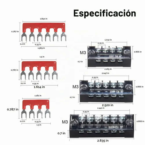 Vista 2 de Bloque de terminales, 4/5/6 circuitos 600V 15A de doble fila tornillo