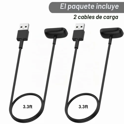 Vista 5 de Cargador para Fitbit Charge 6/5, Fitbit Luxe, cable de carga USB de repuesto para rastreadores de fitness [2 unidades, 3.3 ft/3.3 pies]