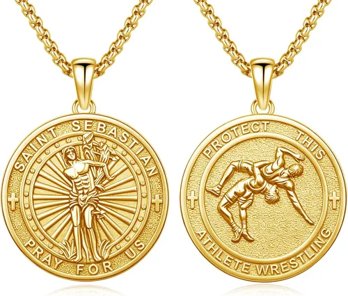 Vista 77 de 925 Sterling Silver Patron Saint Amulet Necklace for Men Women plateado