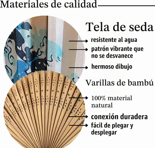 Vista 3 de Ventilador de mano plegable para mujer, de madera, plegable, de bambú, para mujer, accesorios de seda de papel plegable para bodas, decoración china