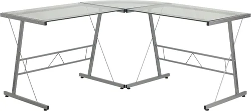 Vista 12 de Flash Furniture Ginny - Escritorio esquinero para juegos en forma de L para ahorrar espacio y estante para monitor, escritorio de computadora de 2