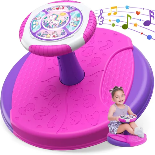 Vista 10 de HYES Juguetes de dinosaurio para sentarse y girar para niños, luces LED