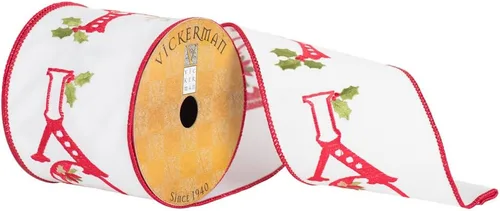 Vista 25 de Vickerman Cinta de Navidad con borde de alambre con estampado de abedul de 2.5 pulgadas x 10 yardas, algodón, blanca, cinta de corteza de abedul