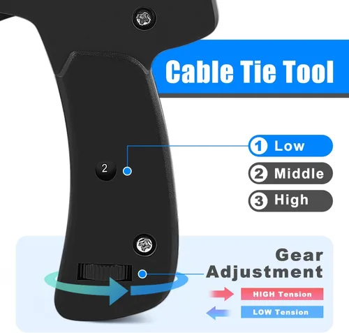 Vista 4 de Knoweasy Pistola para Bridas de Cable y Brida de Cable - Herramienta de Sujeción y Corte al Ras con Mango de Acero, Herramienta para Bridas de Cable