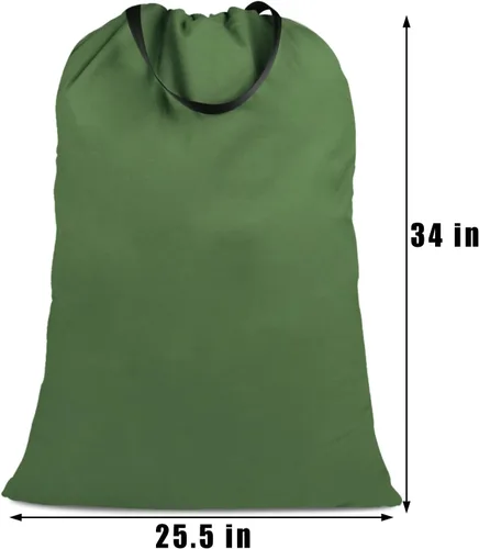 Vista 4 de Bolsa de lavandería de lona de algodón con asas y correas de cordón, bolsas de lavandería extra grandes resistentes para lavandería y hogar, 25.5 x