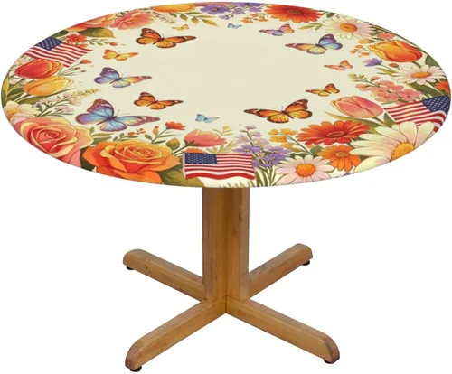 Vista 26 de Mantel redondo de Navidad con diseño de copos de nieve de Navidad para cocina, comedor, decoración de mesa de poliéster lavable para mesa de bufé