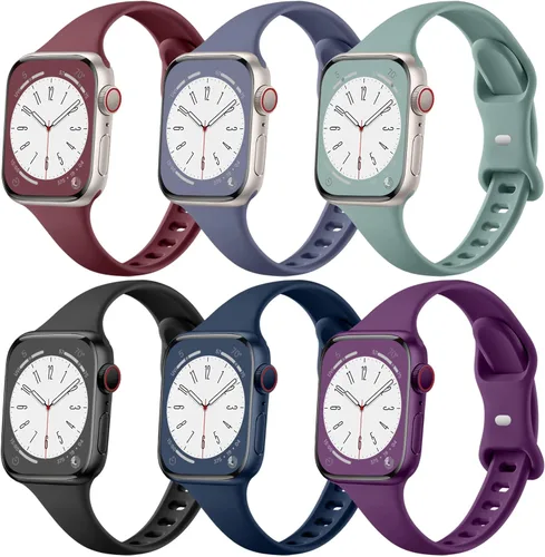 Vista 9 de Lerobo Paquete de 6 correas deportivas de silicona compatibles con Apple Watch Series 7, 8, SE, 6, 5, 4, 3, 2, 1