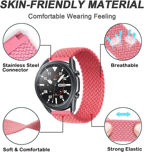 Vista 3 de Minggo Correa trenzada compatible con Samsung Galaxy Watch3 de 1.772 pulgadas, correa de repuesto elástica tejida compatible con Gear S3 Negro