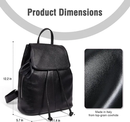 Vista 4 de BOYATU Mochila de cuero para mujer, diseño de moda, bolso de hombro para Negro
