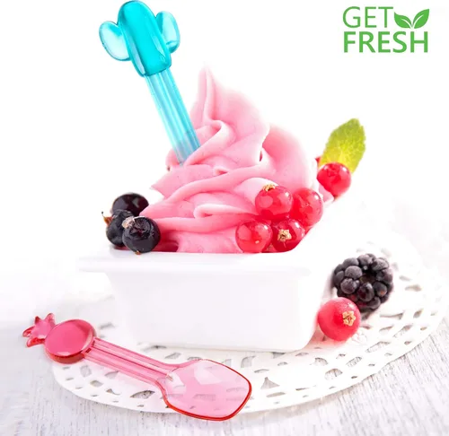 Vista 3 de GET FRESH Mini cucharas de helado de plástico – 27 piezas reutilizables coloridas pequeñas cucharas de plástico para niños – Mini cucharas