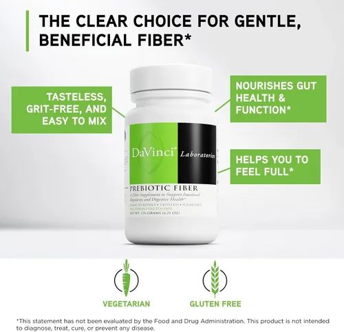 Vista 3 de DAVINCI Labs Clearly Fiber - Suplemento para apoyar la regularidad intestinal, la función intestinal normal y los niveles de triglicéridos dentro