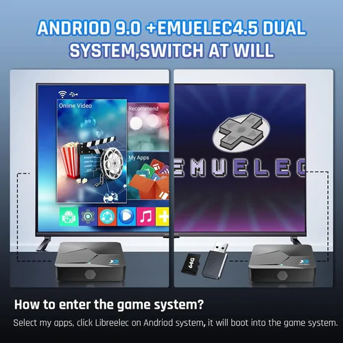 Vista 3 de Kinhank 256G Super Console X2 with 100,000+ Classic Games,Retro Video Game Consoles Compatible with 60+ Classis Emulators, S902X2 Chip, Android TV
