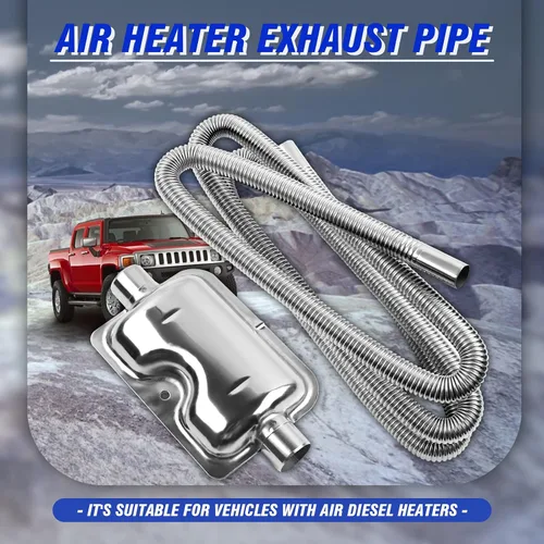 Vista 6 de 200cm/78" Tubo de escape para calentador diesel con silenciador y abrazaderas, manguera de 1"/2.5cm de acero inoxidable para calentador de aire