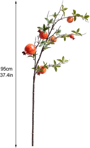 Vista 4 de Firlar 2 piezas de plantas artificiales, tallo de flor de granada, ramas de granada artificiales de 37.4 pulgadas, ramo de frutas artificiales