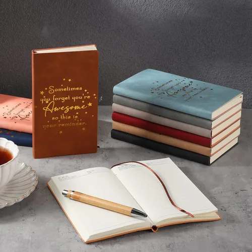 Vista 7 de Fuutreo 10 cuadernos de cuero a granel, regalo de agradecimiento para empleados, compañeros de trabajo, semana CNA, cuaderno inspirador A6, diario