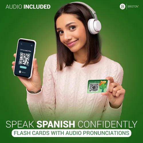 Vista 5 de Briston Tarjetas flash del alfabeto español con audio – 28 tarjetas duraderas de 350 GSM para niños y adultos – Aprende letras y pronunciación