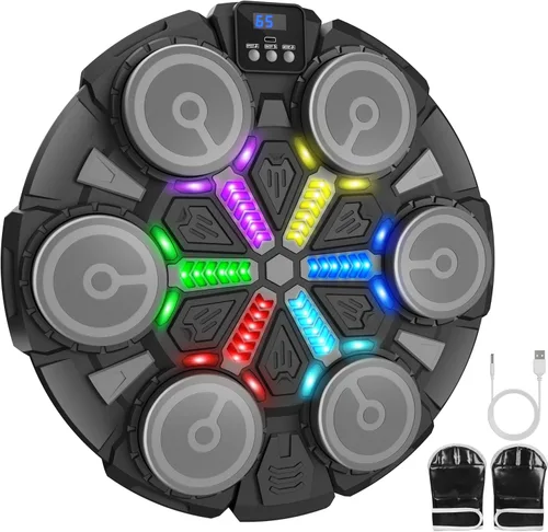 Vista 10 de Máquina de boxeo de música juguetes deportivos para niños y adultos, blanco de perforación inteligente Bluetooth montado en la pared, almohadilla