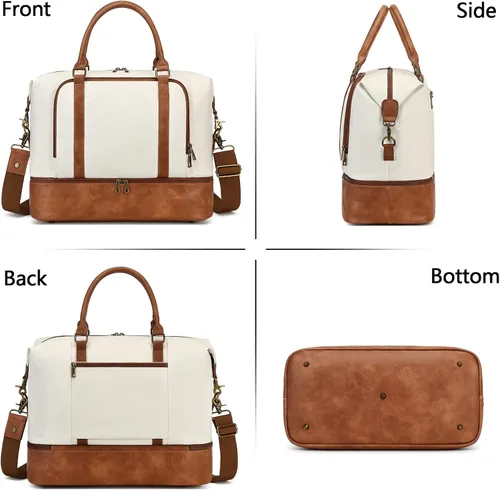 Vista 44 de CAMTOP - Bolsa de viaje de fin de semana para mujer, bolsa de lona con espacio para laptop de15.6 pulgadas