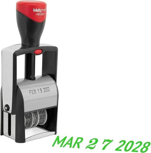 Vista 10 de MaxMark Sello de fecha resistente, tamaño de fecha grande, exclusiva banda de 12 años, tinta negra, paquete de 2