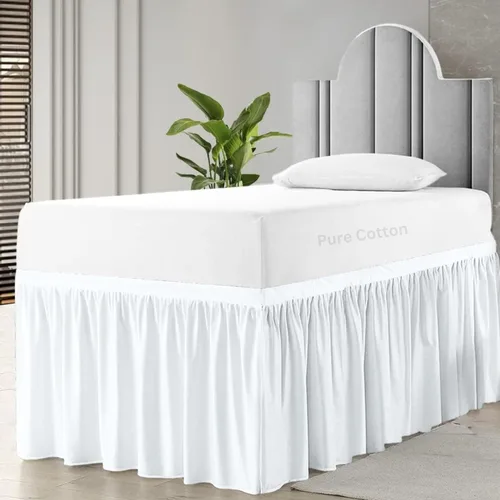 Vista 28 de Falda de cama de calidad de hotel de 800 hilos, 100% algodón con volantes, tamaño de 30 pulgadas, suave, extra larga, elástica, para dormitorio