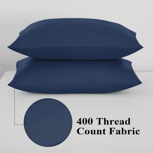 Vista 33 de Juego de 2 fundas de almohada 100% de algodón egipcio, fundas de almohada refrescantes de 400 hilos, fundas de almohada suaves y transpirables