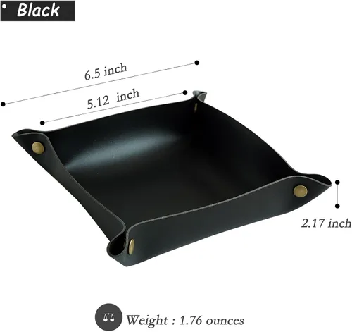 Vista 2 de Banugo Bandeja valet bandeja de piel sintética bandeja pequeña de catchall organizador de viaje plegable para joyas adecuado para viajes