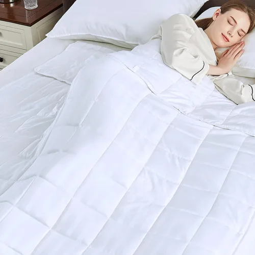 Vista 17 de anfie - Manta con peso para niños (40 x 60 pulgadas, 10 libras), ultrasuave y acogedora, refrescante, lavable a máquina, beige