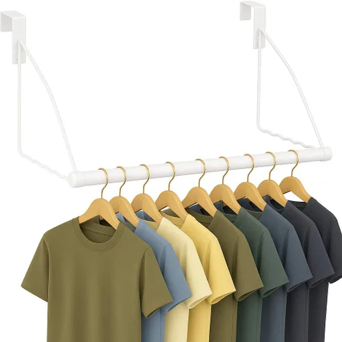 Vista 9 de HOLDN' STORAGE - Percha para colgar sobre la puerta, color negro Perchas para puerta para ropa, ahorro de espacio, diseñadas para dormitorio