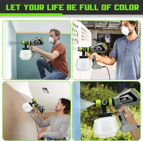 Vista 7 de Pulverizador de pintura de 700 W, pistola de pintura eléctrica con contenedor de capacidad de 40.6 fl oz, 4 tamaños de boquilla, fácil de limpiar